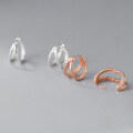 wholesale S925 silver double-layer hollow line ear clasps, simple and fashionable Korean-style glossy ear accessories for women M01191-0-4