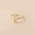 wholesale S925 Silver Simple Korean-style Women's Single-loop V-shaped Ring with Synthetic Pearl Jewelry J9263-0-0