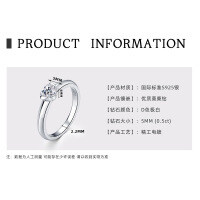 18K Gold Plated 925 Silver D Color Moissanite Four-Leaf Clover Ring-Heart-shaped ring [White Gold]  8 US size