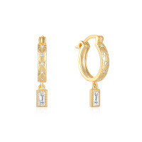 wholesale S925 Sterling Silver Colored Zircon Square Ear Claw Earrings For Women,ins-Gold-White Diamond 925 Silver