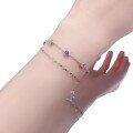 wholesale S925 Silver New Double-Layer Bubble Rainbow Colorful Diamond Adjustable Bracelet, a Xiaohongshu Hit-0-4