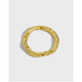 wholesale S925 Sterling Silver JA489 Korean Style Minimalist Irregular Concave-Convex Wave Texture Ring-0-0