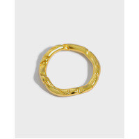 wholesale S925 Sterling Silver JA489 Korean Style Minimalist Irregular Concave-Convex Wave Texture Ring-18K Gold US Size 5