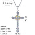 S925 Sterling Silver Full Moissanite Women's Cross Pendant Necklace, Fashionable and Versatile-0-3