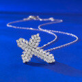 wholesale S925 Sterling Silver Full Diamond Brilliant Cross Pendant Women's Fashion Versatile Piece Heart Necklace for Women-0-2