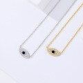 wholesale 925 Sterling Silver Vintage Zircon Evil Eye Necklace For Women, Small Batch Fashion Cross-border Choker-0-1