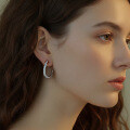 925 Silver 2025 Cross-Border New Snake Ladder Square Moissanite Earrings-0-3