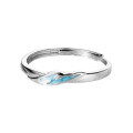 wholesale S925 Sterling Silver Resin Blue Ring Ins Style Minimalist Design Elegant and Sophisticated Jewelry R01077-0-4