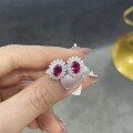 wholesale 925 Sterling Silver Commute Lady Dior Style Oval Pigeon Blood Red Ruby 2 Carat Ring Women's Fashion Simple and Versatile-0-2