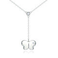 wholesale S925 Sterling Silver Butterfly Necklace with High-End Leaf and Heart Pendant, Cross-Border European and American Brand Jewelry-0-6