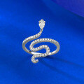 wholesale Silver/Gold New Year of the Snake Coiled Serpent Ring Fashionable Full Diamond Light Luxury Dynamic Niche Design-0-2