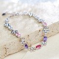 wholesale 925 Sterling Silver CT-010 Original Design Pink Crystal Five-Flower Bracelet with Colorful Zirconia, Versatile and High-End Wholesale Bracelet-0-1