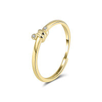 wholesale 925 Sterling Silver Geometric Zircon Jewelry For Women-925 sterling silver, 14K gold, adjustable opening, 1.33g 925 silver