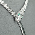 wholesale 925 Silver Gold-Plated Necklace with High-Carbon Diamond, Baogia Emerald, Serpent Design, Unique Women's Collarbone Chain-0-4