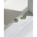 wholesale S925 Sterling Silver EA651 Korean Version Ins Small and Unique Design Olive Green Lava Zircon Textured Asymmetric Earrings for Women-0-1