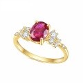 wholesale 925 Sterling Silver Plated with Lab-Grown Ruby Ring, Fashionable, Unique, and Luxurious Gold-Toned Ring-0-4