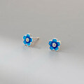 wholesale S925 Sterling Silver Fresh Sweet Cute Exquisite Design Blue Floral Ear Studs M05629-0-2