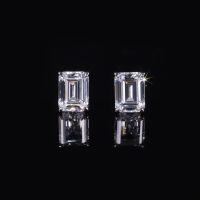 wholesale 18K/14K/10K Gold High-Quality Pure 18K Gold Emerald Cut 2-Carat Moissanite Stud Earrings with Au750 Empty Setting-9k gold inlaid moissanite earrings