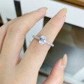 wholesale S925 Sterling Silver 1 Carat Moissanite Ring Women's Oval Cut D Color Moissanite Stone Ring Cross-Border Wholesale-0-5