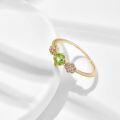 wholesale S925 Sterling Silver Gold-Plated Floral Light Luxury Ring, Korean Style Fresh Peridot Ring for Women, Direct Factory Supply-0-3