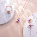 wholesale Rose gold-plated S925 silver with new natural amethyst and moissanite set, including ring, necklace, and earrings-0-0
