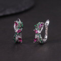 wholesale S925 Silver new design-inspired natural topaz earrings with cluster-set garnet, peridot, and amethyst gemstones-0-3