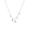 wholesale 925 Sterling Silver Shell Starfish Necklace for Women, Ins, Fresh and Sweet, Diamond-Accented Pearl Elegant Collarbone Chain-0-4