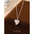 wholesale S925 Sterling Silver Irregular Heart Freshwater Pearl Necklace for Women, Luxurious and Fashionable-0-0
