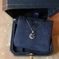 wholesale 925 Sterling Silver Blue Starry Sky Necklace for Women, Small and Unique Design with Micro-Set Teardrop Aquamarine and Crescent Moon Pendant-0-1