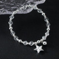wholesale 925 Sterling Silver Fresh and Sweet Style Niche Design White Crystal Tinfoil Texture Star Bracelet S7929-0-1