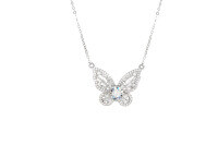 wholesale S925 Sterling Silver 1ct Moissanite Butterfly Pendant Necklace with Full Diamond Accents, Unique Design for Cross-Border Hot Sales-1 carat (6.5mm zircon) necklace 925 silver