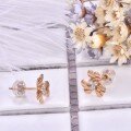 wholesale 14K rose gold Au750 diamond earrings, 9K gold Moissanite jewelry, 18K white gold clover earrings-0-2