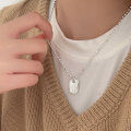 wholesale S925 Sterling Silver English Square Pendant Small Bead Necklace for Women, Summer Minimalist Luxury Advanced Letter Collarbone Chain-0-0