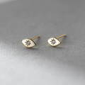 wholesale S925 Sterling Silver Single Diamond Oval Sunflower Stud Earrings, Korean Style Fashionable Commuter Ins Style Jewelry M05212-0-3