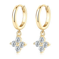 S925 Sterling Silver Four-Leaf Clover Moissanite Bracelet for Women-Niche Four-Leaf Clover ERZHUI [K Gold]  925 Silver