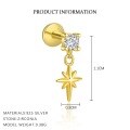 wholesale S925 Sterling Silver Irregular Zircon Star Earrings, Round Small Niche Design。-0-6
