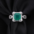 wholesale S925 Silver Luxury Vintage Natural Green Agate Gemstone Ring, Unique High-End Feel-0-2