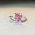 wholesale S925 Sterling Silver Full Body Ring, Small Niche Design, Pink Diamond Radiant Cut, Heavy Workmanship, Women's High-end Hand Jewelry Wholesale-0-1