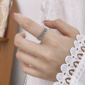wholesale S925 Silver Adjustable Vintage Distressed Chain Ring Index Finger Ring High-End Xiaohongshu Bestseller-0-1