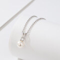 wholesale S925 Sterling Silver Japanese and Korean Style Imitation Pearl Pendant Rabbit Ear Necklace for Women, Minimalist Forest Collarbone Chain Cross-Border New Product-0-0
