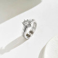 wholesale S925 Silver Set Ring, Amazon Best-Selling Moissanite Ring, Silver Double-Layer Engagement Matching Wedding Bands Wholesale-0-1