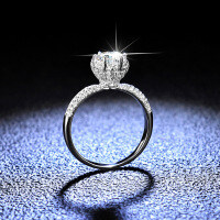 Sterling Silver D Color Moissanite Ring, 1 Carat, Multiple Styles-1 carat (D color moissanite)  10 yards