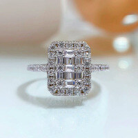 wholesale 925 Silver ZHUO ZHI FAN Jewelry European and American Double Row Inlaid Diamond Gear Full Zirconia Ins Trendy Temperament French Ring for Women-R408 White Diamond No. 5