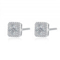 S925 Sterling Silver Moissanite Square Rhombus Earrings for Men and Women-0-3