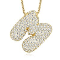 925 Silver Gold-Plated Letter Pendant Choker Necklace for Women-The letter M