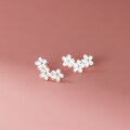 wholesale S925 Sterling Silver Fresh and Sweet Ins Style Niche Designed Three Five-Petal Flower Earrings M0555-0-2