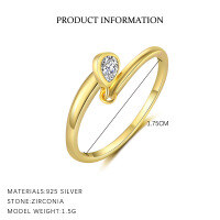 wholesale S925 Sterling Silver Geometric Open Cross Ring With Inlaid Zircons For Women-K2046-Gold/Size 7 Adjustable opening