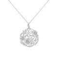 wholesale S925 Sterling Silver 028 European and American Retro Light Luxury Openwork Design Geometric Circular Floral Leaves Diamond-Inlaid Necklace for Women-0-5
