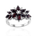 wholesale S925 Sterling Silver Luxury Fashion Natural Gemstone Ring for Women, High-End Design with Pavé Natural Tourmaline-0-12