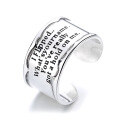 wholesale S925 Sterling Silver Unisex Korean Japanese Style Wide Rolled Edge Open Ring with English Inscriptions, Punk Hip Hop Trendy-0-4